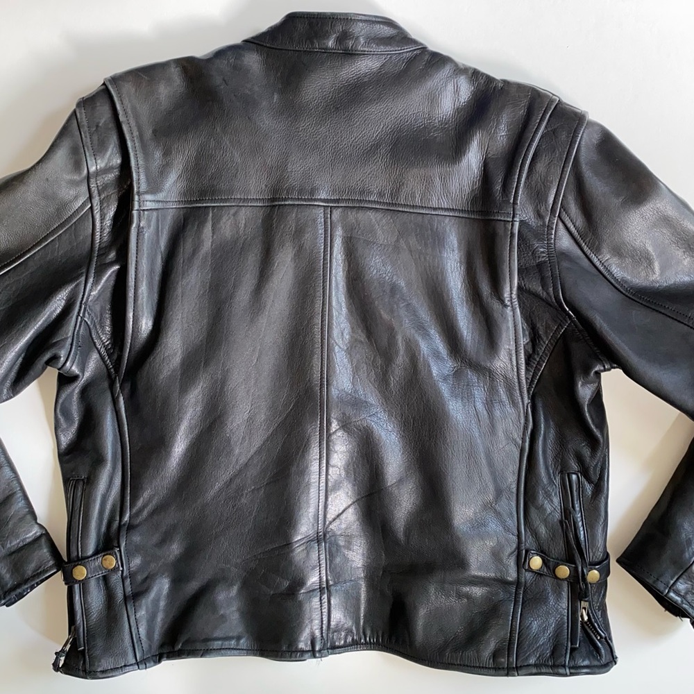 IK black Leather motorcycle jacket, in excellent condition, unisex size 48. - Picture 15 of 16
